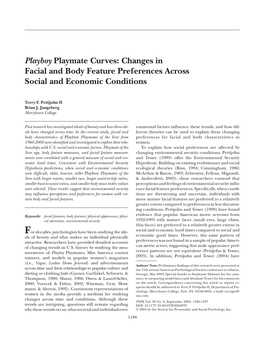 Playboy Playmate Curves: Changes in Facial and Body Feature Preferences Across Social and Economic Conditions