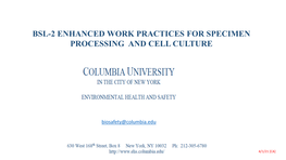 Bsl-2 Enhanced Work Practices for Specimen Processing and Cell Culture