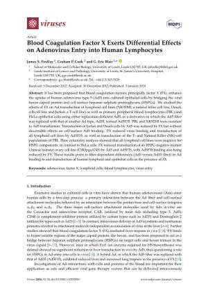 Blood Coagulation Factor X Exerts Differential Effects on Adenovirus Entry Into Human Lymphocytes
