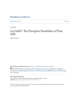 The Disruptive Possibilities of Plant Milk Iselin Gambert