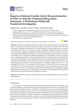 Impacts of Internal Carotid Artery Revascularization on Flow in Anterior Communicating Artery Aneurysm: a Preliminary Multiscale Numerical Investigation