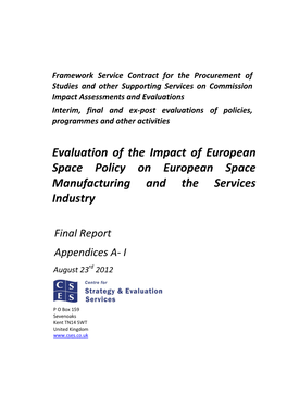 Framework Service Contract for the Procurement of Studies and Other