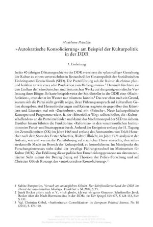 Autokratische Konsolidierung« Am Beispiel Der Kulturpolitik in Der DDR