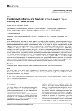Outsiders Within: Framing and Regulation of Headscarves in France, Germany and the Netherlands