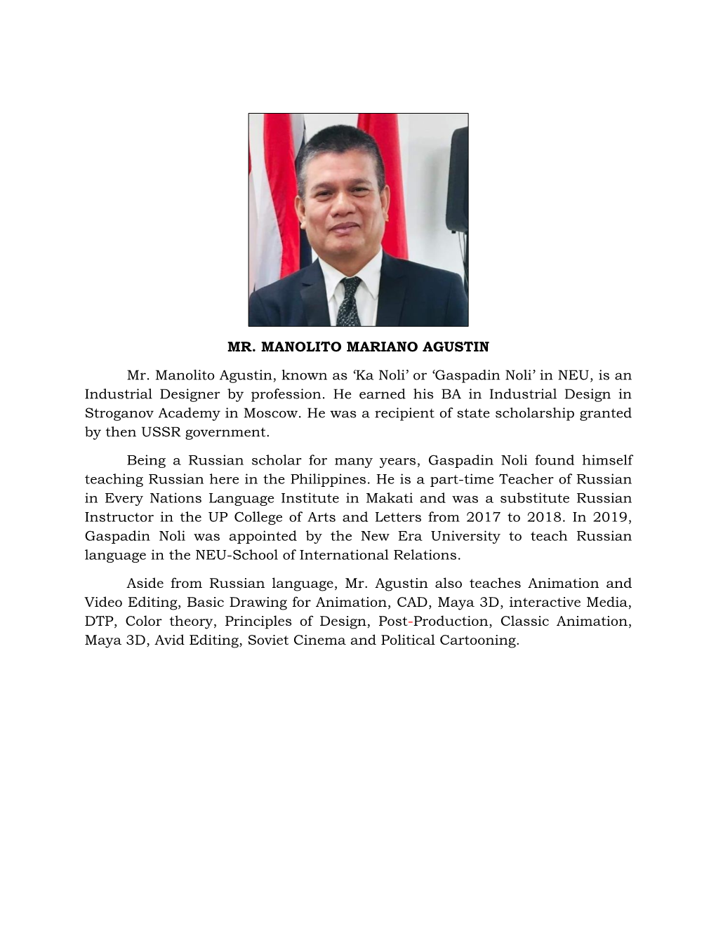 Mr. Manolito Mariano Agustin