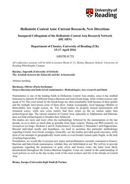 Hellenistic Central Asia: Current Research, New Directions