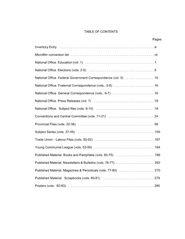 TABLE of CONTENTS Pages Inventory Entry