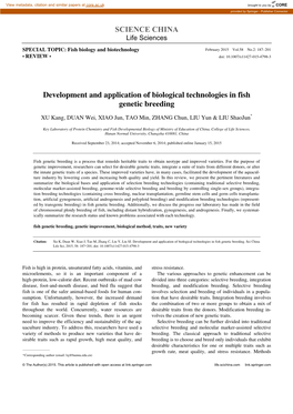 SCIENCE CHINA Development and Application of Biological