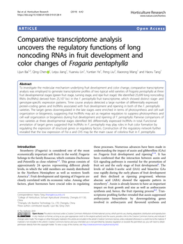Comparative Transcriptome Analysis Uncovers the Regulatory Functions Of