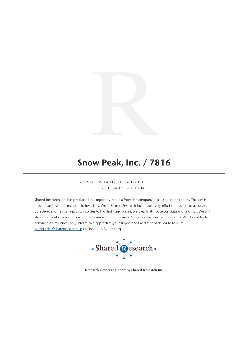 Snow Peak, Inc. / 7816