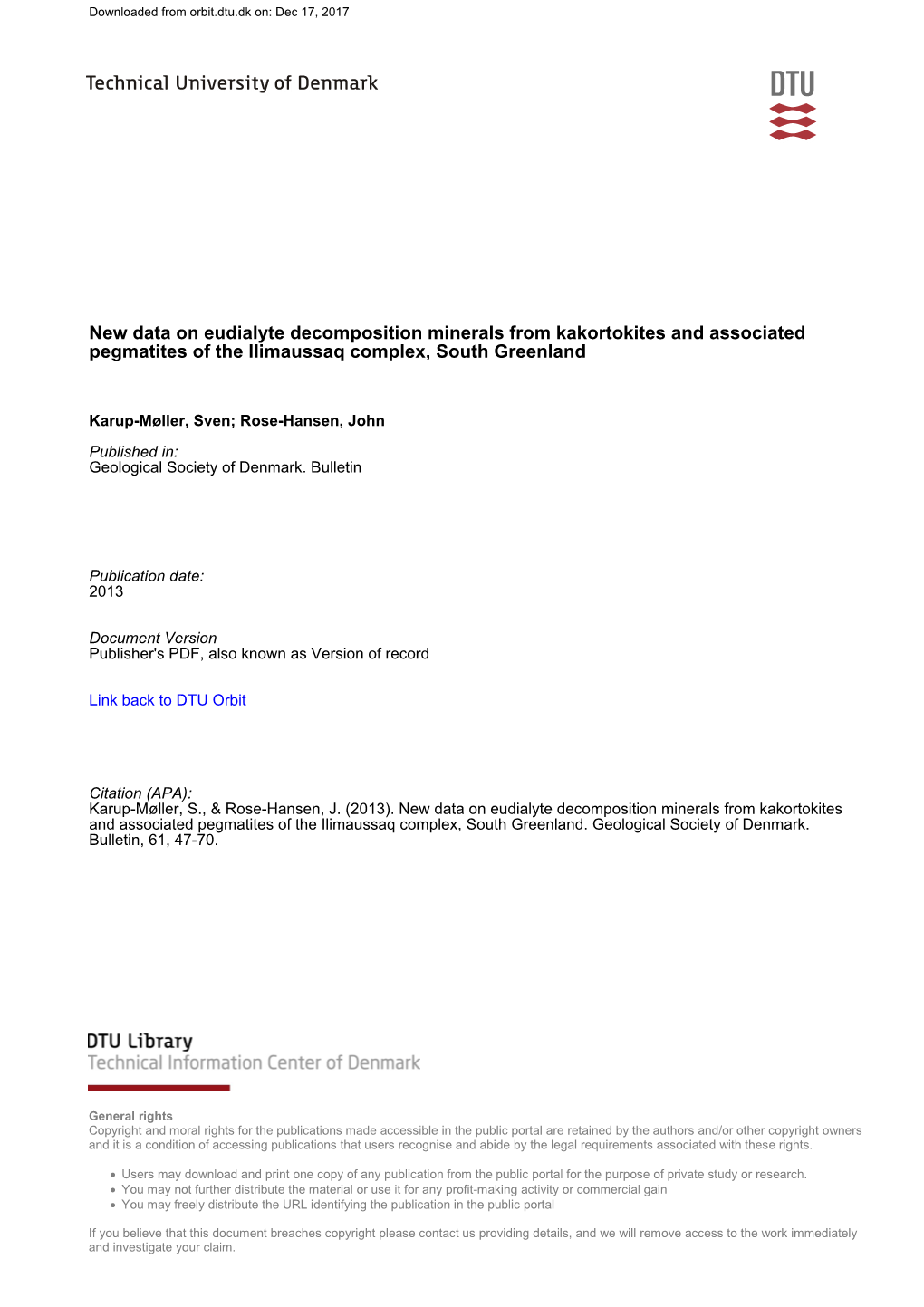 New Data on Eudialyte Decomposition Minerals from Kakortokites and Associated Pegmatites of the Ilimaussaq Complex, South Greenland