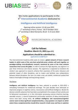 We Invite Applications to Participate in the 4 Intercontinental Academia