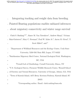 Integrating Tracking and Resight Data from Breeding Painted Bunting