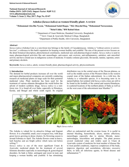 Saraca Indica) As Women Friendly Plant: a Review 1 Mohammad Abu Bin Nyeem, 2 Mohammad Sadul Haque, 3 Md