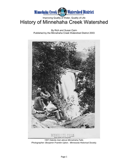 History of Minnehaha Creek Watershed