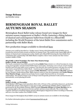 Birmingham Royal Ballet Autumn Season