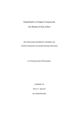 Classification of Organic Compounds Into Modes of Toxic Action