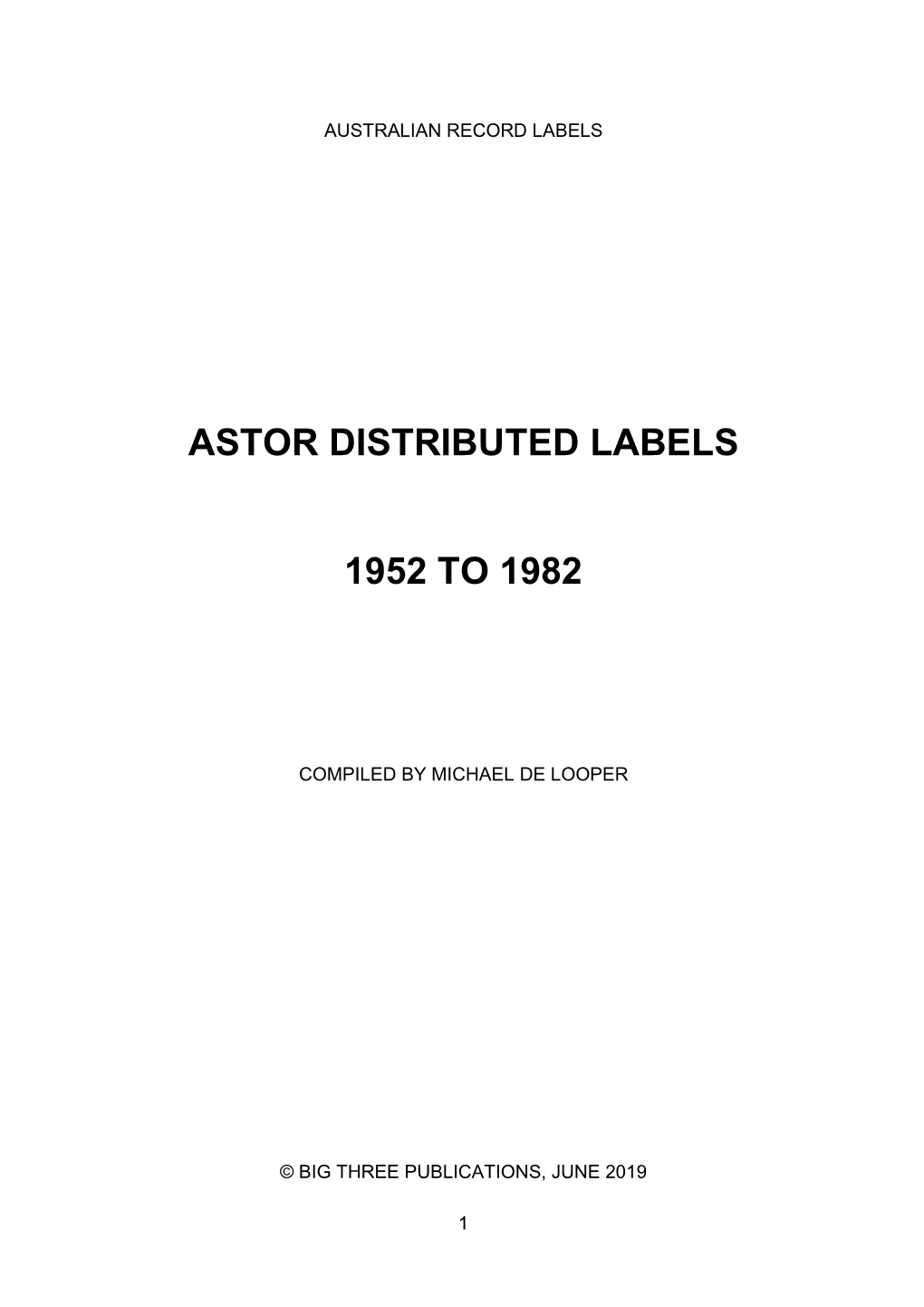 Other Astor Labels