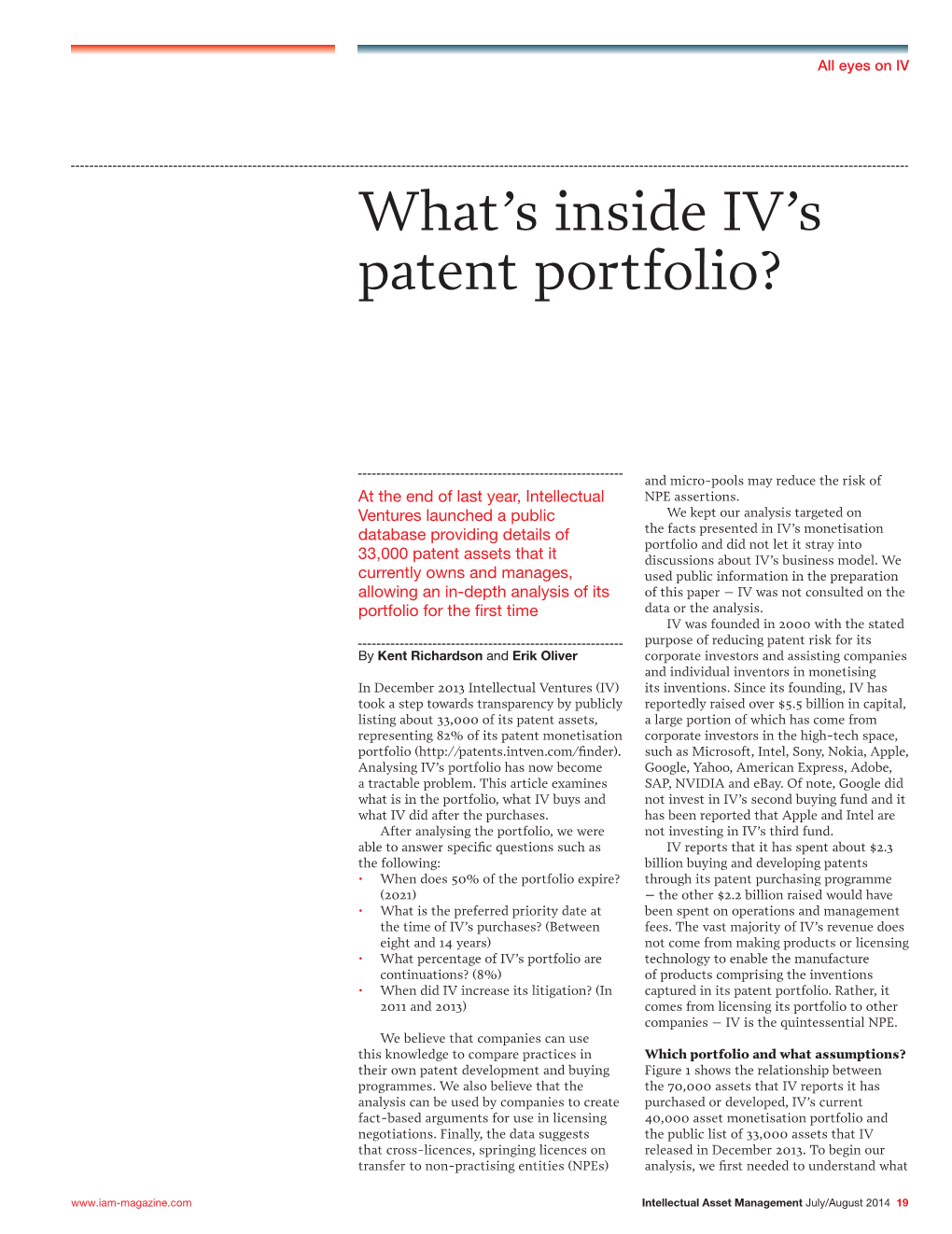 What's Inside IV's Patent Portfolio?