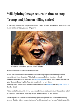 Will Spitting Image Return in Time to Stop Trump and Johnson Killing Satire?