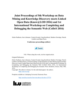 Joint Proceedings of 5Th Workshop on Data Mining and Knowledge