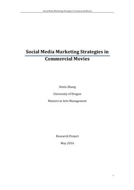 Social Media Marketing Strategies in Commercial Movies