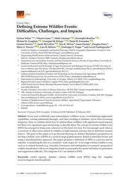Defining Extreme Wildfire Events: Difficulties, Challenges, and Impacts