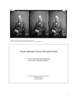 Charles Benedict Calvert Research Guide