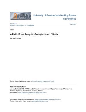 A Multi-Modal Analysis of Anaphora and Ellipsis