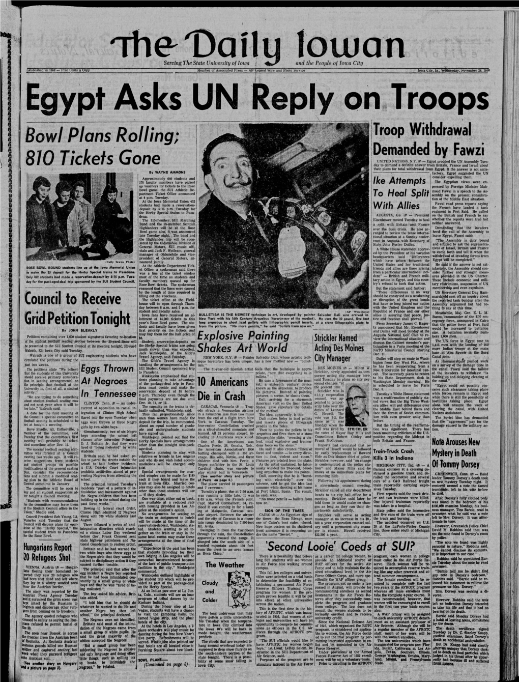 Daily Iowan (Iowa City, Iowa), 1956-11-28
