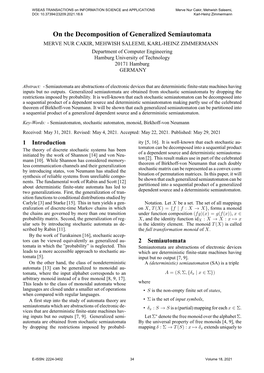 On the Decomposition of Generalized Semiautomata