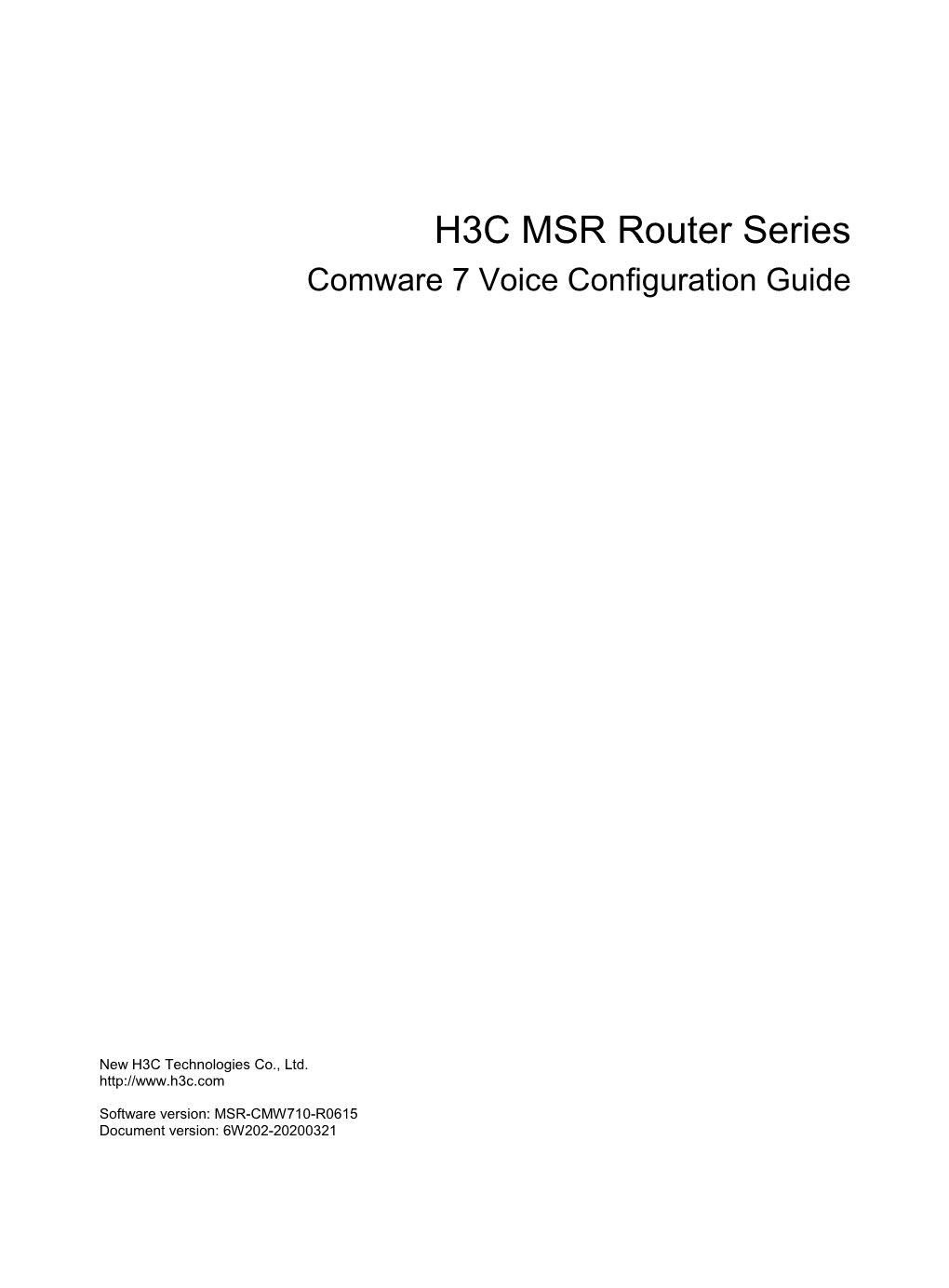 H3C MSR Router Series Comware 7 Voice Configuration Guide