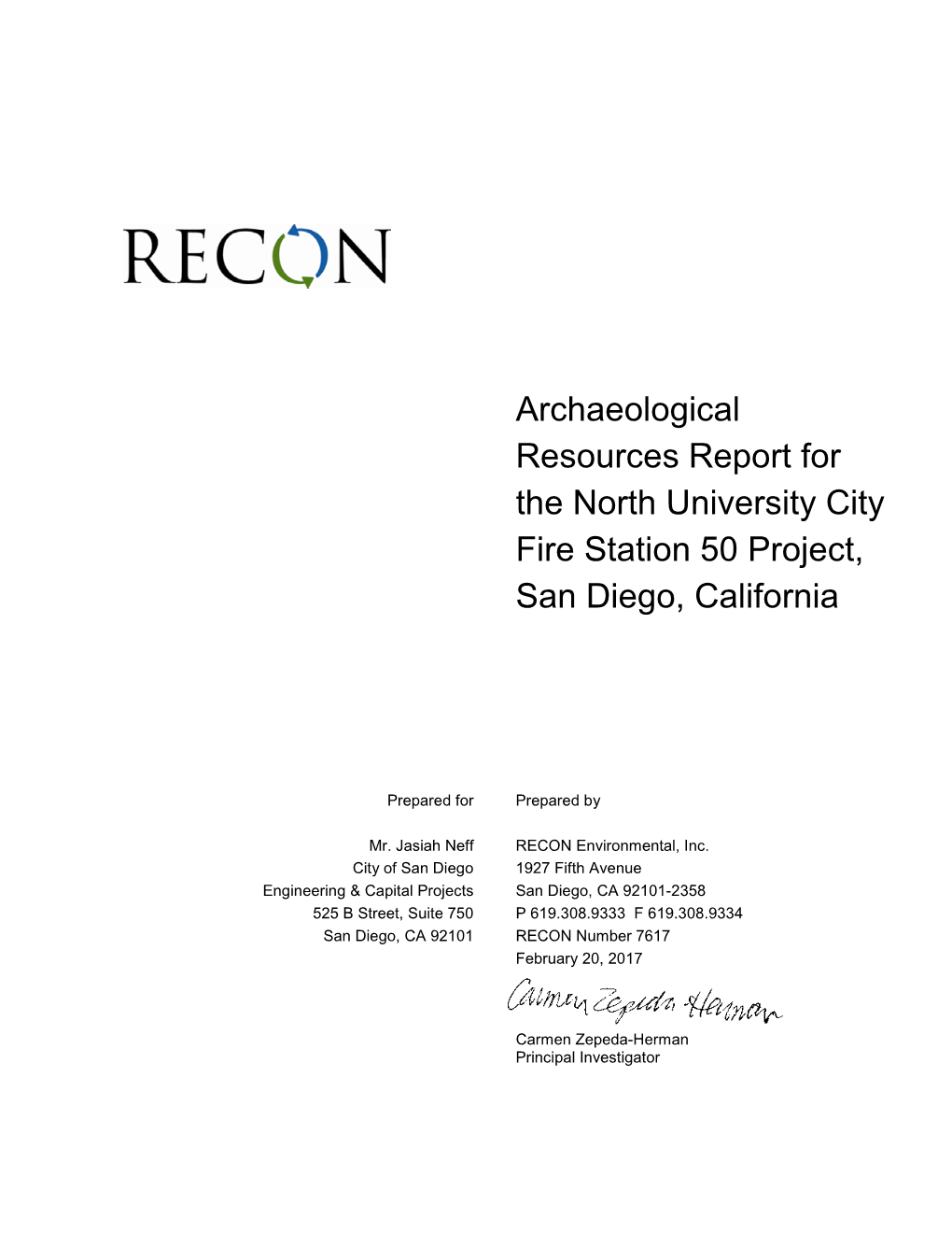 Archaeological Resources Report for the Indiana Street Apartments Project, San Diego, California