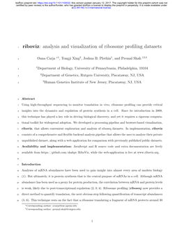 Analysis and Visualization of Ribosome Profiling Datasets