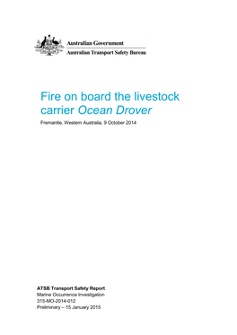 Fire on Board the Livestock Carrier Ocean Drover Fremantle, Western Australia, 9 October 2014