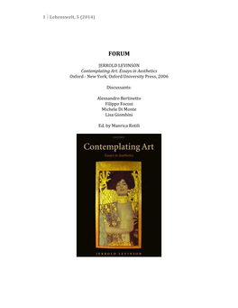 JERROLD LEVINSON Contemplating Art. Essays in Aesthetics Oxford