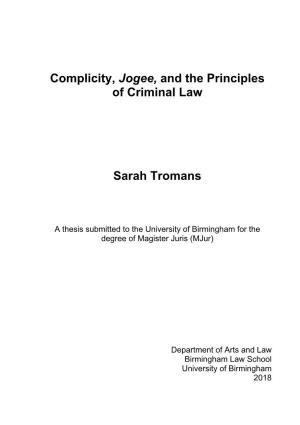Complicity, Jogee, and the Principles of Criminal Law