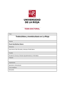 Trobicúlidos Y Trombiculiasis En La Rioja