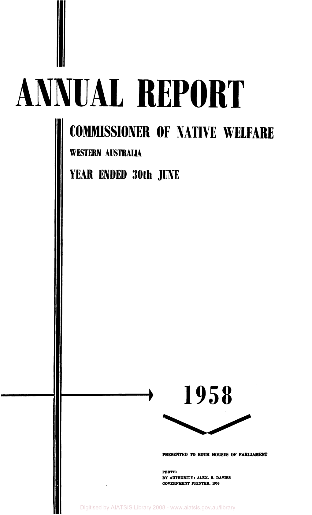 Annual Report of the Commissioner of Native Welfare Western Australia