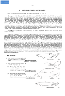 DOGFISH SHARKS Order Squaliformes Compagno, 1973C, J