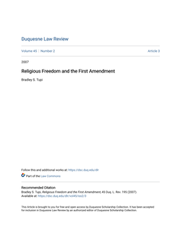 Religious Freedom and the First Amendment