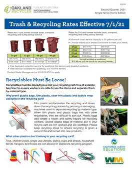 Trash & Recycling Rates Effective 7/1/21