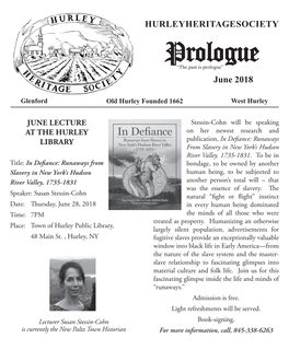 Prologue “The Past Is Prologue” June 2018