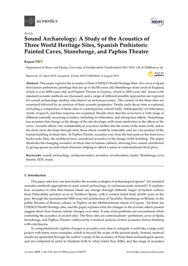 Sound Archaeology: a Study of the Acoustics of Three World Heritage Sites, Spanish Prehistoric Painted Caves, Stonehenge, and Paphos Theatre