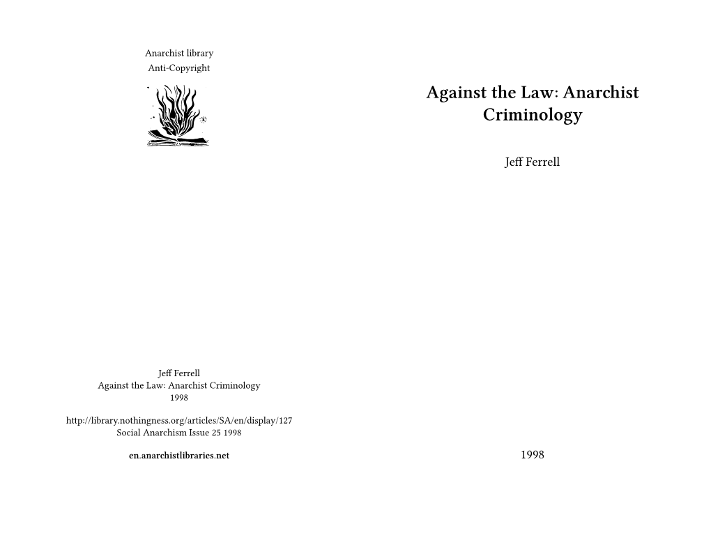 Against the Law: Anarchist Criminology