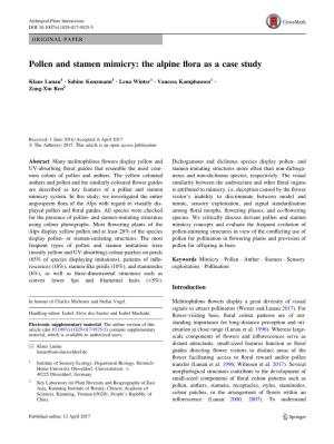 Pollen and Stamen Mimicry: the Alpine Flora As a Case Study