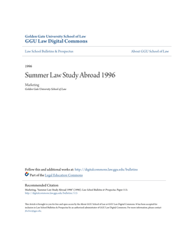 Summer Law Study Abroad 1996 Marketing Golden Gate University School of Law
