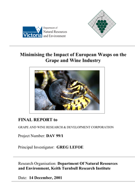 Minimising the Impact of European Wasps on the Grape and Wine Industry