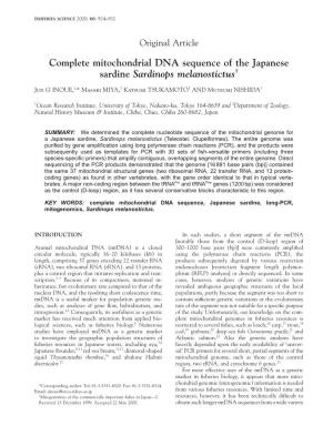 Complete Mitochondrial DNA Sequence of the Japanese Sardine Sardinops Melanostictus†