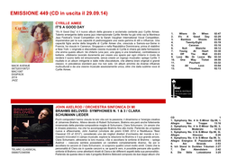 EMISSIONE 449 (CD in Uscita Il 29.09.14)